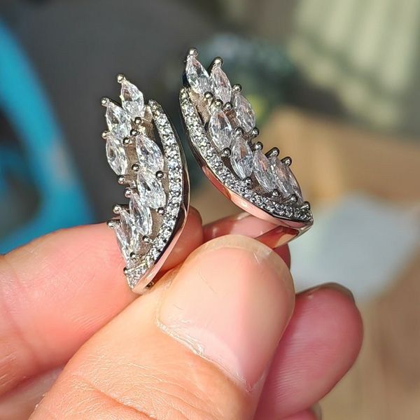 2023 Marca Choucong Anillos de boda Joyería de lujo Plata de ley 925 Corte marquesa Topacio blanco CZ Diamante Piedras preciosas Alas angulares Mujeres Anillo nupcial Regalo