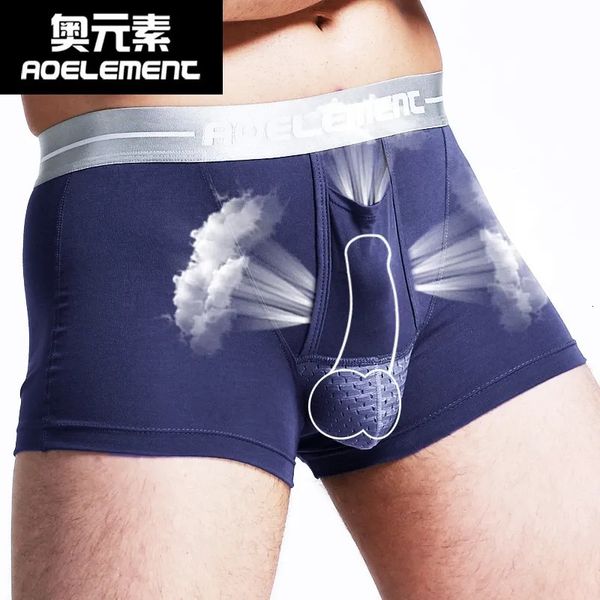 Cuecas aoelement cuecas de separação masculina escroto u bolso convexo fisiológico cuidados de saúde boxer roupa interior homens sexy boxers 231027