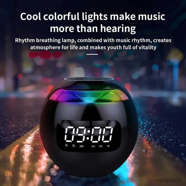Мини-динамики Красочный Bluetooth 5.0 Динамик Светодиодный цифровой будильник Музыкальный плеер Беспроводной звук в форме шара Мини-портативный R231028