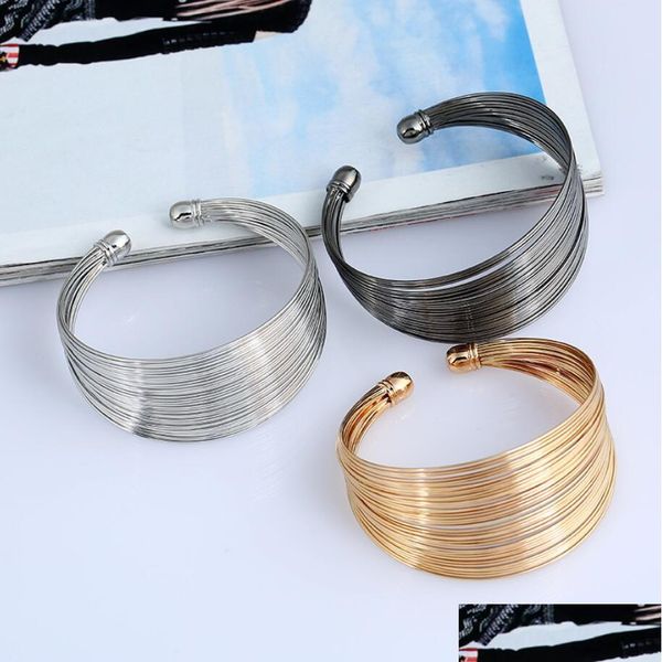 Cuff Punk Mulheres Mtilayer Aberto Estilo Amplo Pulseira Bangle Declaração de Jóias Indian Bangles Natal Jewelrys Drop Delivery Pulseiras Dha5S