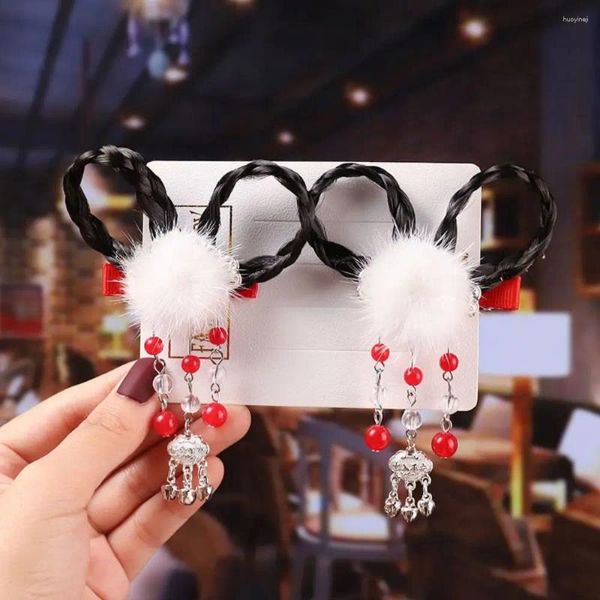 Accessori per capelli 2 pezzi Copricapo con clip per bambini in stile cinese Hanfu Abbigliamento antico Ragazza Nappa