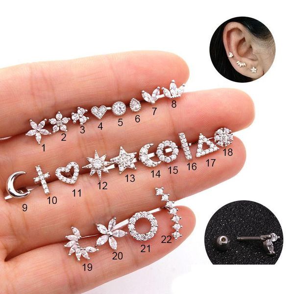 1 Pc Moda Cz Ear Studs Cartilagem Brinco Para Mulheres Aço Inoxidável Zircão Pequeno Stud Piercing Jóias Presentes Gold Drop Deliv Dhgarden Ot9Uz