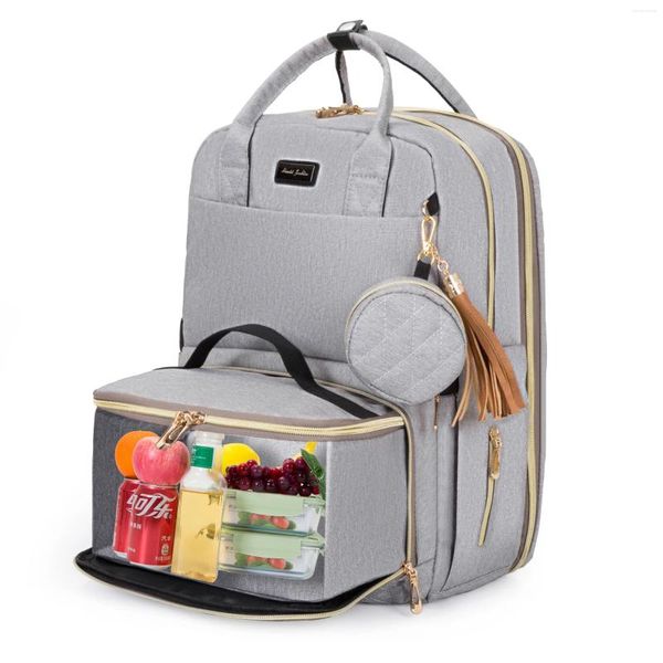 Рюкзак для обеда для женщин 15,6-дюймовый ноутбук для работы с изолированной сумкой-холодильником Сумка для книг Колледж Школа Пикник