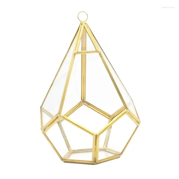 Schmuckbeutel, fünfseitiges Rhombus-Glasregal, geometrisches Sukkulenten-Terrarium, geeignet für Desktop-Dekoration, großer klarer Moospflanzer