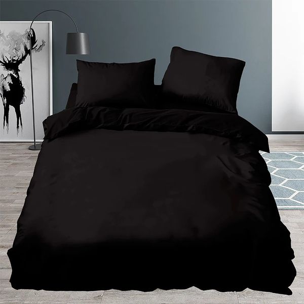 Juegos de cama Funda nórdica negra 220x240 220x260 Dormitorio Estilo minimalista Edredón suave y agradable para la piel con funda de almohada Juego Queen King 231027