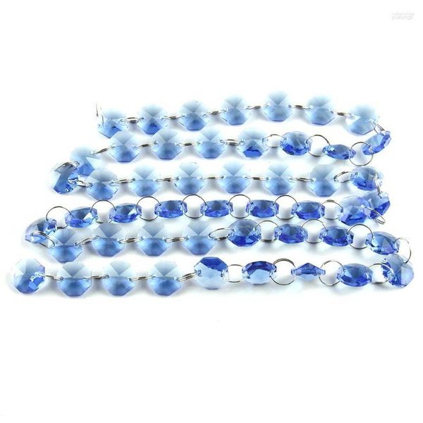 Kronleuchter Kristall 5m/50m Hellblau 14mm Perlen mit Ringen Glasstränge für Hochzeit Vorhang Girlanden Ketten Heimdekoration