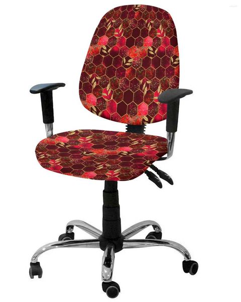 Чехлы на стулья Мраморная сотовая текстура Красное эластичное кресло Чехол для компьютера Эластичный съемный офисный чехол Разделенное сиденье
