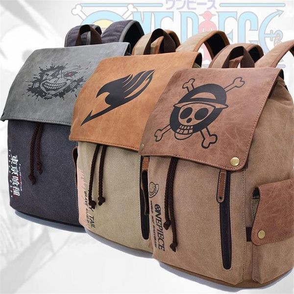 Mochila dos desenhos animados uma peça tóquio ghoul ataque em titã fairy tail sacos de escola mochila portátil ombros sacos mochila presentes288u