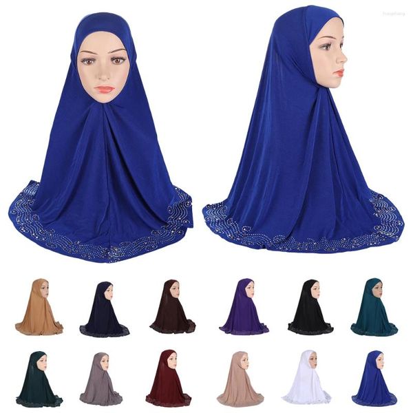 Abbigliamento etnico Un pezzo Musulmano Amira Hijab Sciarpa Donna Foulard Scialle Avvolgere Turbante islamico Strass Copertura completa Cappello da preghiera Arabo Morbido
