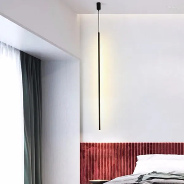 Pendelleuchten Persönlichkeit Italien Minimalistische schlanke Wand Wohnzimmer Sofa Ecke Schlafzimmer Nachttisch Net Red Zylindrische Linie Kronleuchter