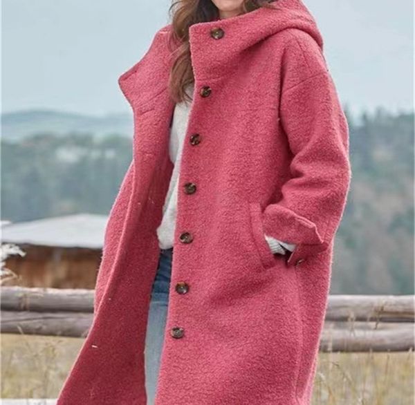 Jaquetas femininas outono inverno casaco masculino casual blusão moda longo blusão cor sólida casaco de lã S-3XL