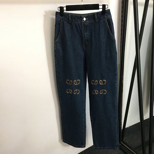 Hohe Taille Jeans Hosen Buchstaben Stickerei Hosen Damen Lose Muster Hose Hip Hop Persönlichkeit Charme Hose Kleidung