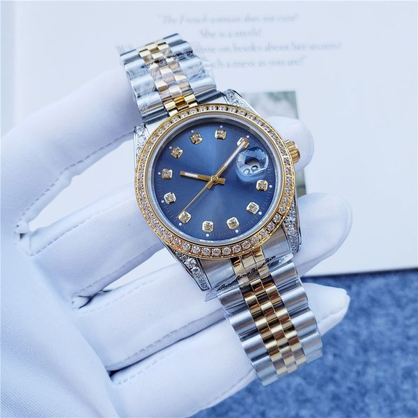 Hochwertige, luxuriöse Damen-Designeruhr, 36 mm, Diamantring, automatisches mechanisches Uhrwerk, Edelstahlarmband, modische und elegante Uhr