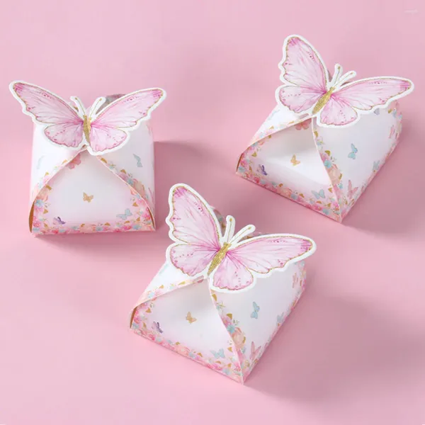Geschenkpapier Schmetterling Party Papier Süßigkeiten Tasche Hochzeit Geburtstag Dekor Kinder Verpackung Boxen Baby Dusche liefert tragbare Box