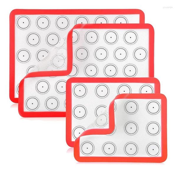 Strumenti Accessori Set di 4 tappetini da forno in silicone Macaron, foglio antiaderente riutilizzabile (rosso)