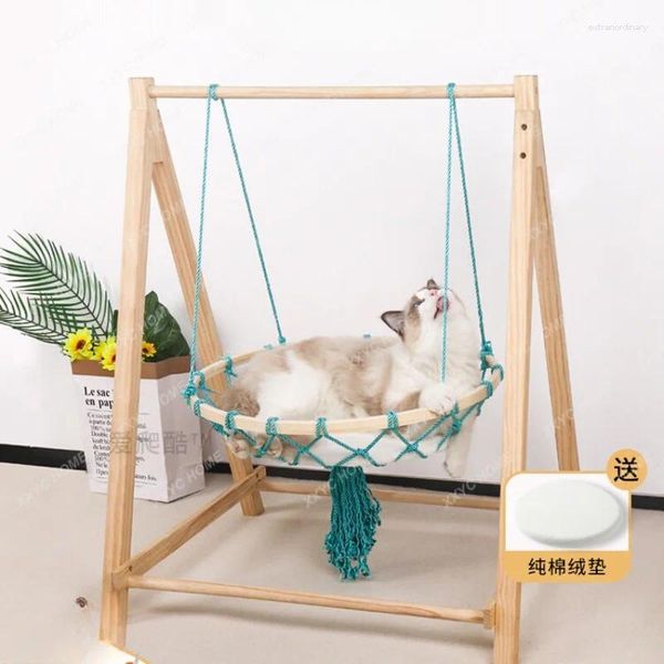Gato portadores rede balanço de madeira maciça ninho pendurado cesta universal cama canil pet shaker