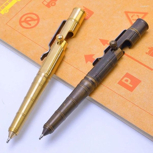Военная гладкая ручка ручной работы из латуни с гелем в стиле ретро с бамбуковым узлом