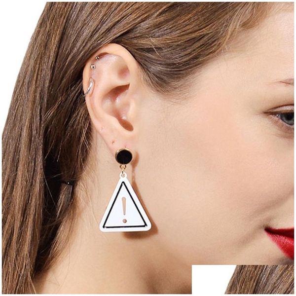 Fascino punk triangolo moda orecchini pendenti punto interrogativo punto esclamativo asimmetria per le donne ragazze festa consegna gioielli Dhgt0