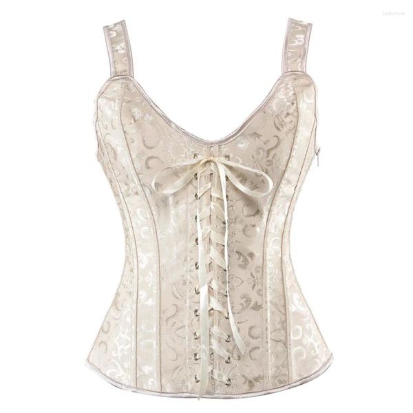 Bustini Corsetti Corsetto Steampunk con disossamento in acciaio per le donne Camicetta sexy Topwear Corpetto con lacci Corsetto overbust