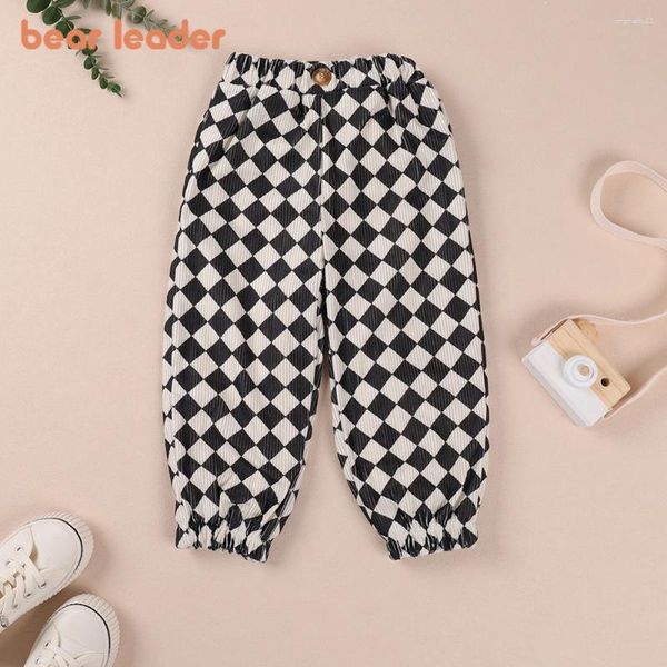 Calças urso líder crianças casual calça xadrez outono criança bebê menina leggings meninas cintura elástica meninos