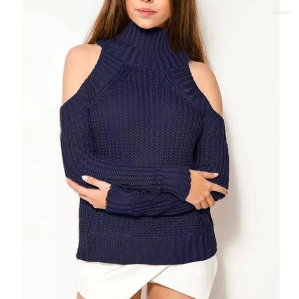 Женские свитера, свитер с открытыми плечами, женский свитер 2023 с v-образным вырезом, вязаные темно-синие пуловеры, весенние теплые жаккардовые джемперы, белый джемпер Y2k E-girl для работы