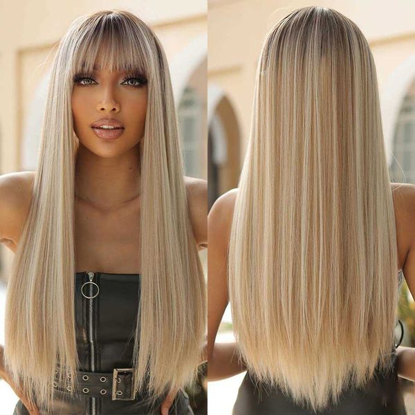 Sentetik peruklar yeni peruk bayanlar Chang Düz saç yüksek sıcaklık ipek kimyasal fiber başlık peruk