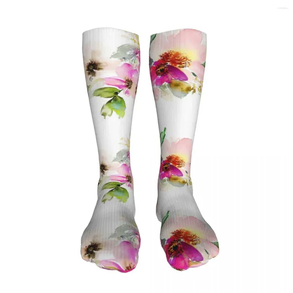 Herrensocken, schöne Aquarell-Blume, rechteckig, Unisex, Neuheit, Crew, lustig, verrücktes Geschenk