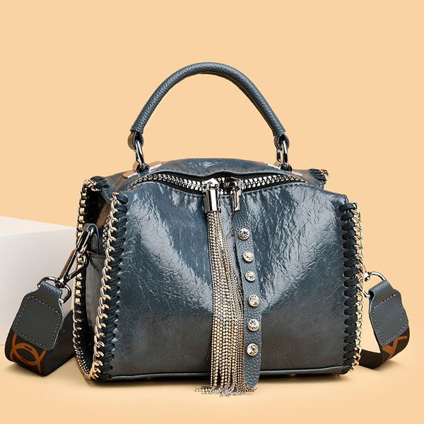 Fábrica atacado bolsa feminina atmosfera elegante cor sólida diamantes bolsa de couro coringa macio e confortável bolsas de couro vintage bolsas de ombro de crochê