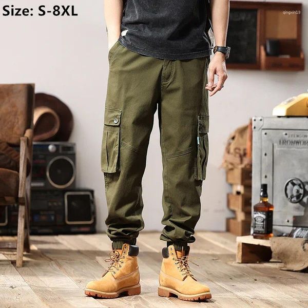 Мужские брюки, мужские брюки-карго цвета хаки, черные армейские зеленые спортивные штаны для бега, мужские свободные брюки-сафари длиной до щиколотки, большие размеры 8XL, 7XL, 6XL, спортивные спортивные штаны