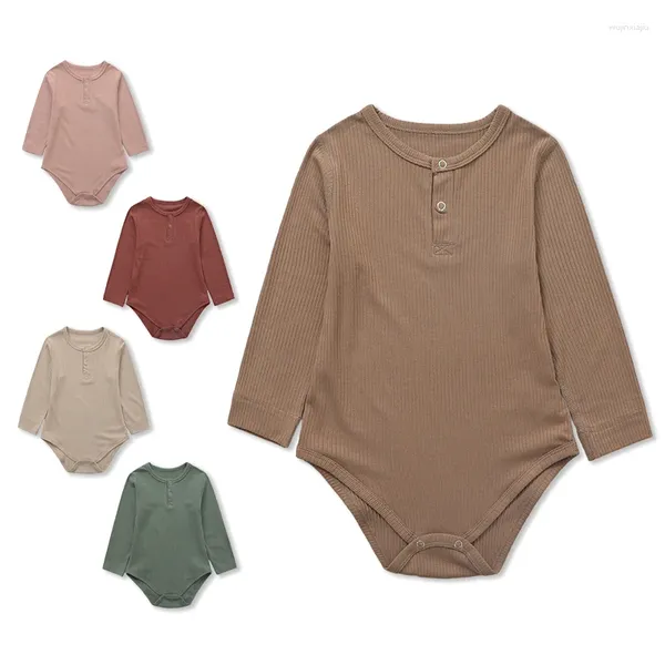 Rompers erkek bebek kız kıyafetleri Anne çocuklar kostüm doğdu bodysuits uzun kollu tulumlar düz renkli çocuk kıyafetleri bebekler için