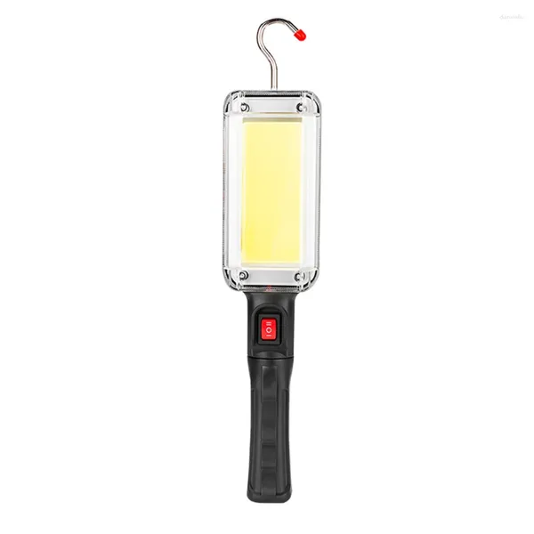 Torce elettriche Torce Luce da lavoro COB portatile Lampada da lavoro alimentata a batteria Strumento di illuminazione Campeggio Jogging Officina di riparazione auto