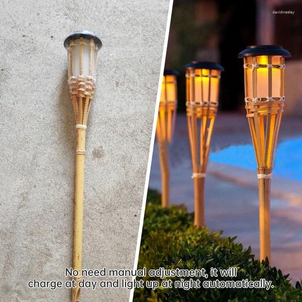 Bambù luce solare fiamma lampada da prato decorazione casa recinzione percorso illuminazione automatica torcia forniture da giardino