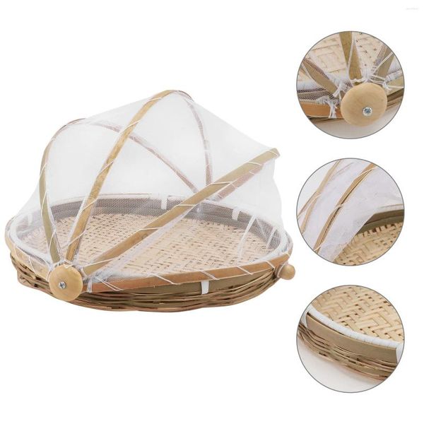 Set di stoviglie 3 pezzi, paletta rotonda, tenda a cupola, contenitore in bambù, copertura, cestino, articoli artigianali per tessitura domestica