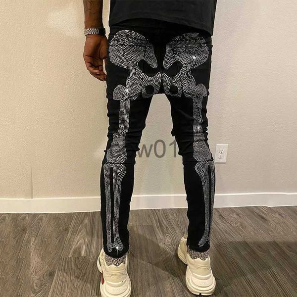 Männer Hosen Skinny Slim Fit Hot Drill Brief Punk Streetwear Biker Hosen Mann Designer Denim Bleistift Hosen Neue Männer schwarz Stretchy Jeans J231028