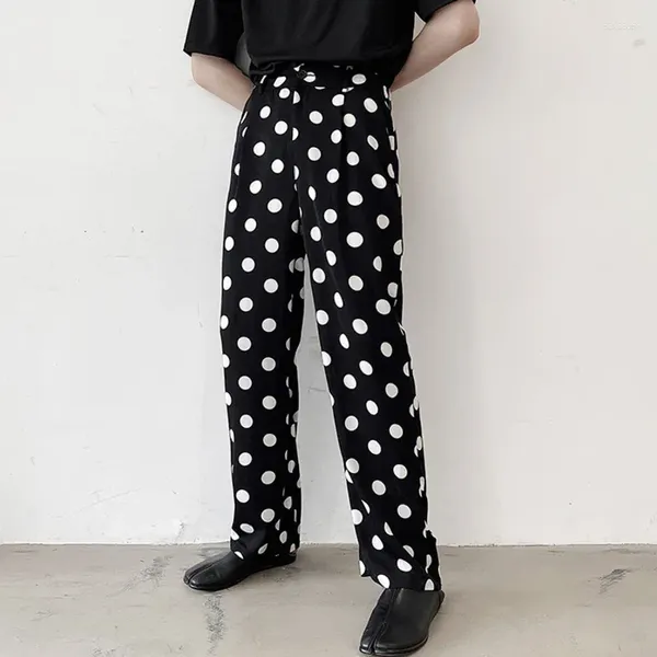 Männer Hosen Polka Dot Chiffon Casual Streetwear Jogger Männer 2023 Lose Mode Leichte Gerade Breite Bein