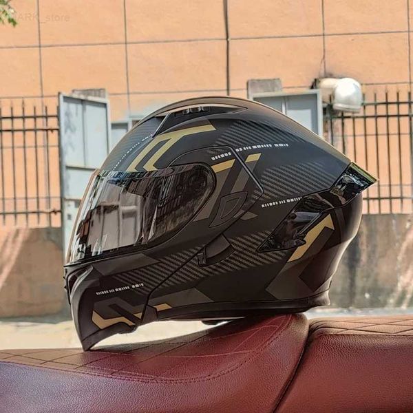 Caschi Moto Orz-Casco moto da uomo apribile protettore integrale con doppia visiera ideale per motocrossL21029