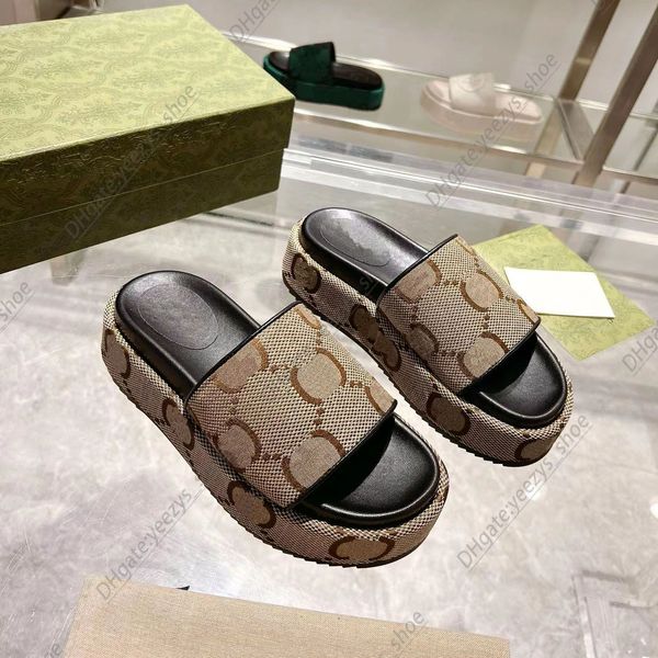 Großhandel 2024 Neue Sandale Plattform Slipper Mule Slide Mode Leinwand Luxus Designer Schuh Dame Casual Sandale Damen Herren Sommer Strand Flache Sliders mit Boxgröße 35-46