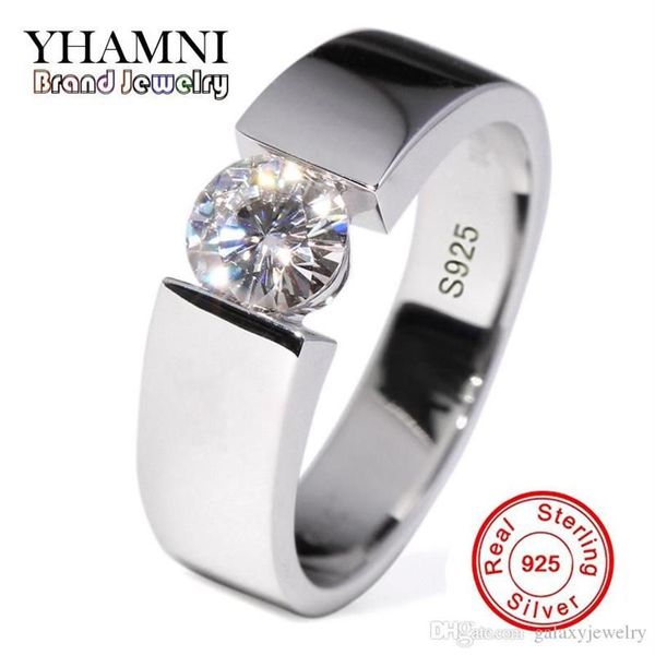 Silberzertifikat senden Yhamni 100 echter reiner 925er Silberring 6 mm Sona CZ Diamant Verlobungstrauringe Schmuck für Männer dr10198x