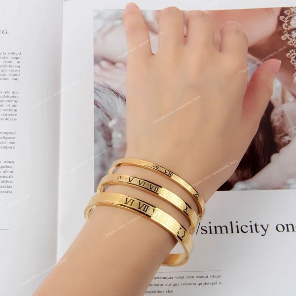 NUOVI 4 mm 6 mm 8 mm in acciaio inossidabile in acciaio inossidabile numeri romani di color oro per bramogghi amante bracciale bracciale per regalo per regalo d09 braccialetto di braccialette di gioielli di moda