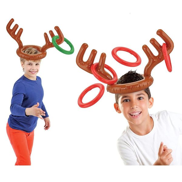 Decorazioni natalizie Gioco di Natale Babbo Natale gonfiabile Divertente renna Cappello con corna Anello Lancio Natale per bambini Regalo Anno Natale Giocattoli gonfiati all'aperto 231027