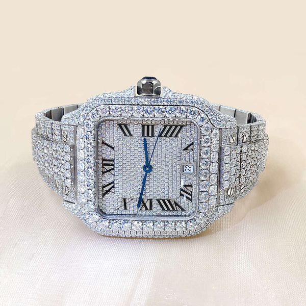 Sky Full Diamond Watch 925Luxury Özel Buzlu VVS 1/VS1 GRA Sertifikalı Cevap Çalid Moissanite Elmas Otobüsler Hiphop Takı Geçiş Pass Test Cihazı