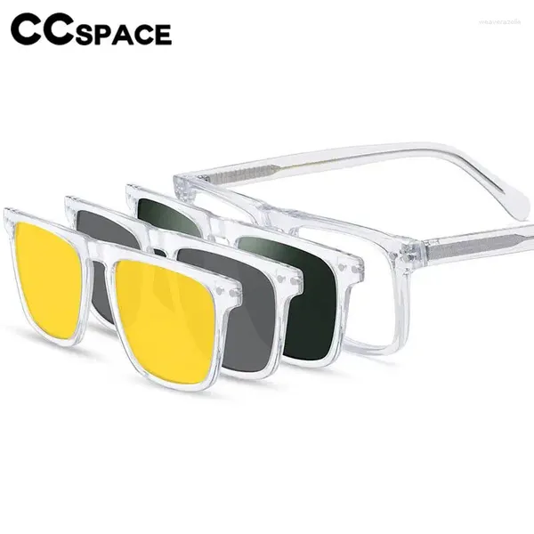 Оправы для солнцезащитных очков 56888, оправа для очков из ацетата, мужские и женские поляризационные очки ночного видения с магнитным зажимом, высококачественные оптические очки