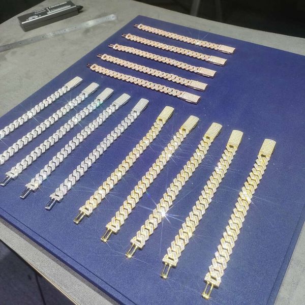 Großhandel Fabrikpreis Edlen Schmuck Armbänder Silber 925 Sterling Kubanischen Vvs d Farbe Bling Moissanit Armband