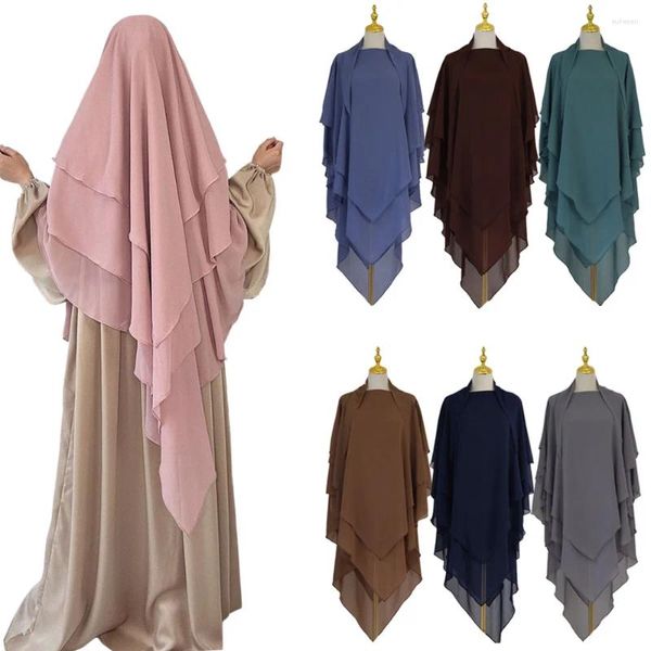 Abbigliamento etnico Abaya musulmano per le donne Lungo Khimar Hijab Sciarpa Copricapo Indumento di preghiera Copricapo Dubai Arabia Turchia Eid Burqa con cappuccio