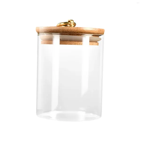 Storage Bottles Glass Jar Multi Used Food Transparent Empty Bottle Wooden Lid For Kitchen Small Items Condiments Nuts Sugar