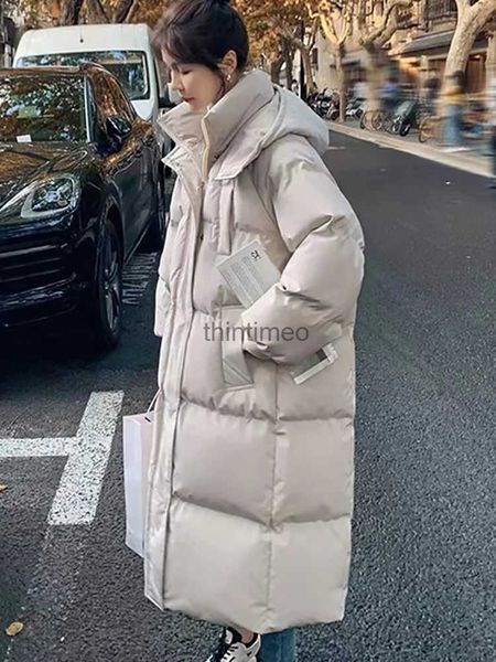 Frauen Unten Parkas Jacke 2023 Winter Koreanische Neue Verdickt Warme Mäntel Puffer Mode Feste Kapuze Lose Damen Mantel YQ231028