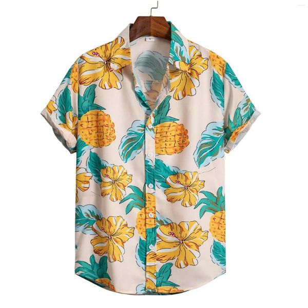 Herren-Freizeithemden, übergroßes Hawaii-Hemd, Vintage-Stil, weiß, japanischer Stil, Kleidung, kurze Ärmel, männliche Blumenmuster, Tops, Sommermode