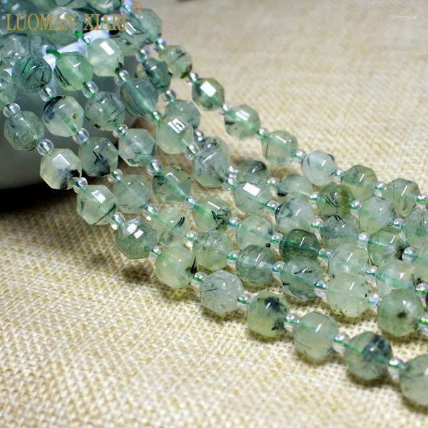 Pietre preziose sciolte LUOMAN XIARI Perline di pietra a forma di diamante verde naturale prehnite per creazione di gioielli Collana braccialetto fai da te Materiale 38 cm