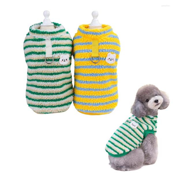 Vestuário para cães outono inverno pet roupas de lã gato casaco quente listra jaqueta moletom para cães pequenos médios teddy bichon pulôver