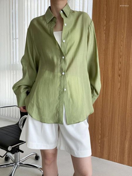 Camicette da donna Casual sciolto stile coreano cardigan camicia a maniche lunghe cinturino con bottoni elegante camicetta femminile autunnale 2023